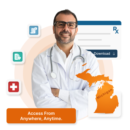 Cloud-based HMS for clinics & hospitals in Michigan - U.S. Federal Privacy, supports English.