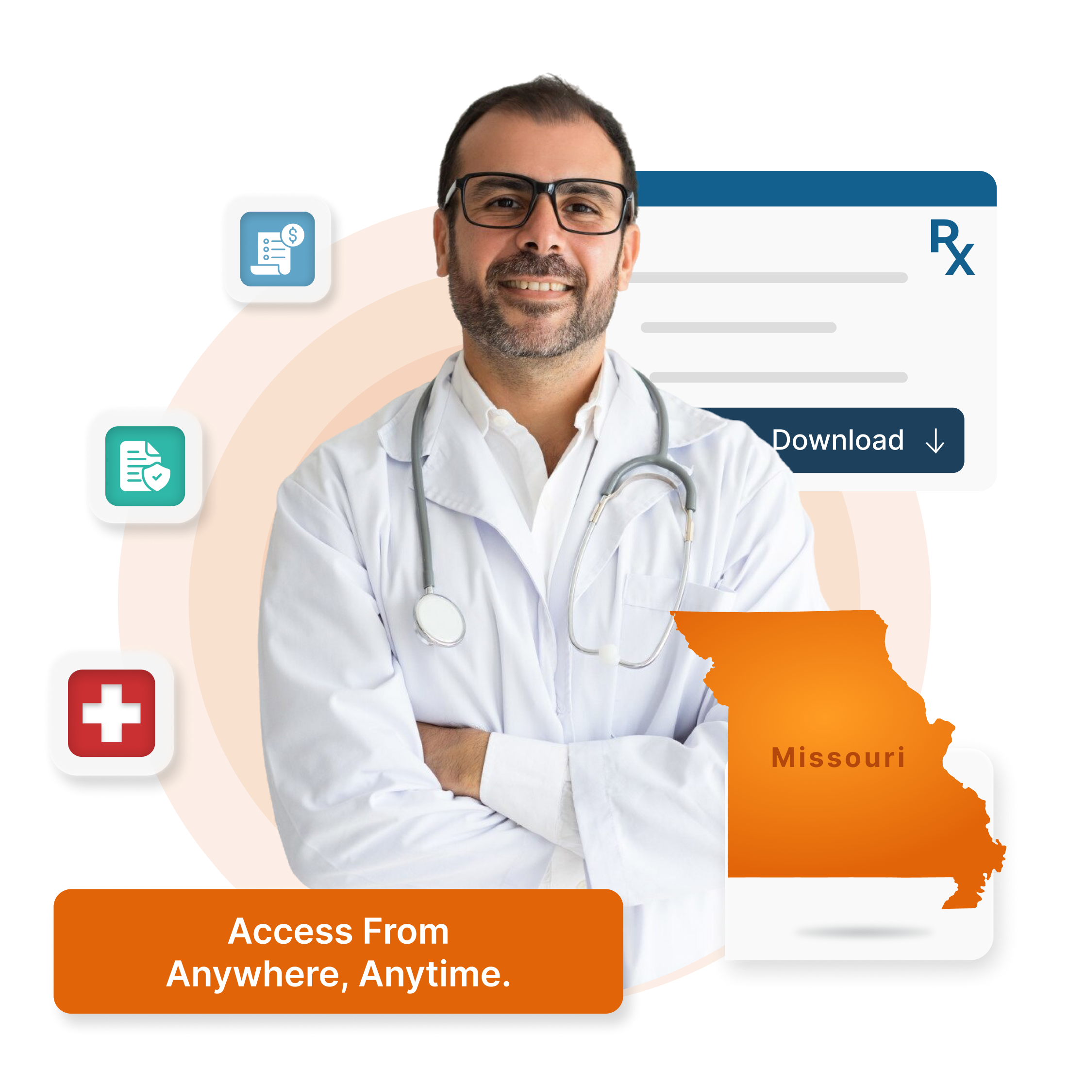 Cloud-based HMS for clinics & hospitals in Missouri - U.S. Federal Privacy, supports English.