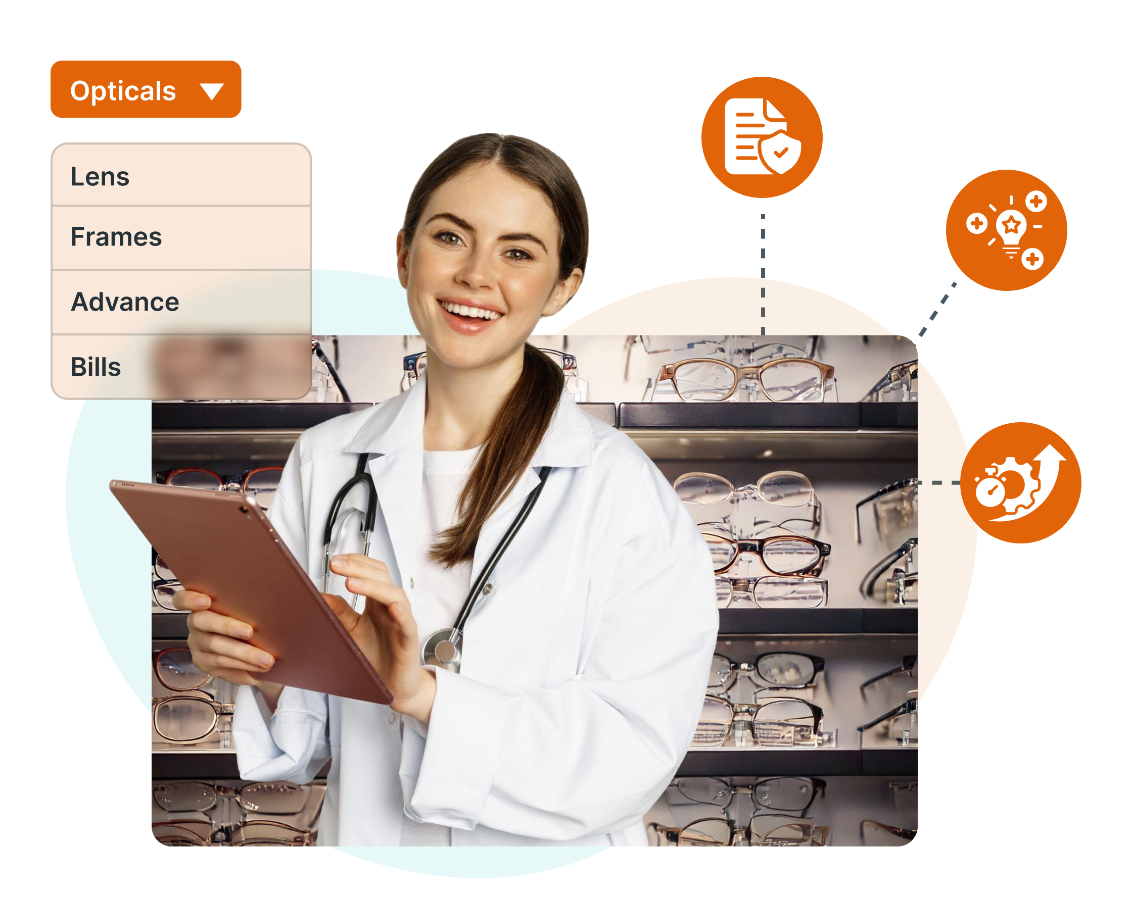 Manage lenses, frames, billing, and stock effortlessly with our advanced optical software.