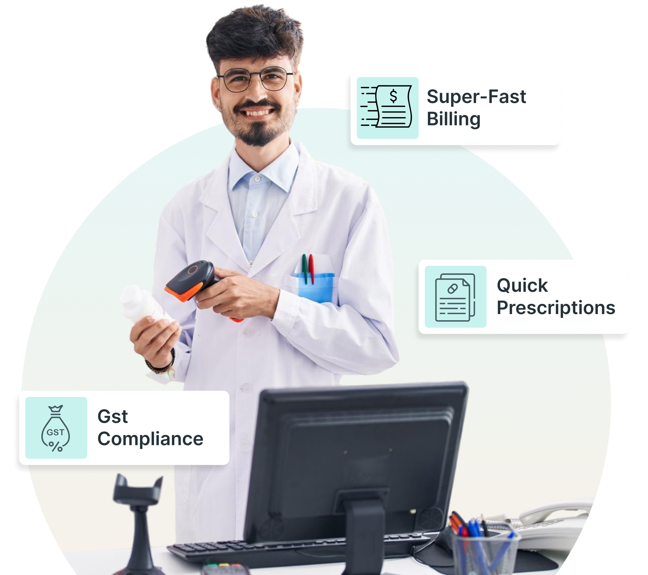 MocDoc pharmacy billing software automates invoices, manages GST, and streamlines daily pharmacy billing.