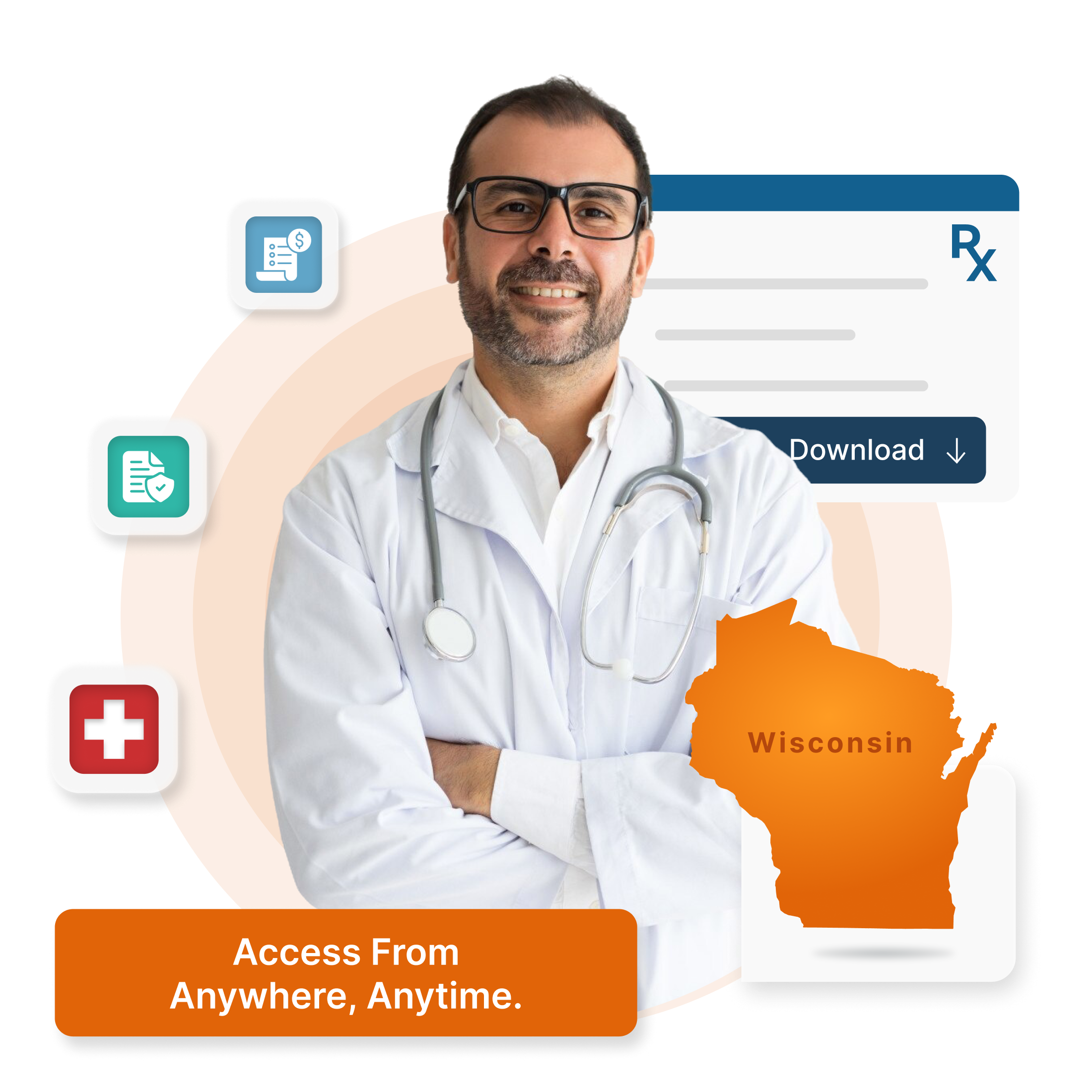 Cloud-based HMS for clinics & hospitals in Wisconsin - U.S. Federal Privacy, supports English.